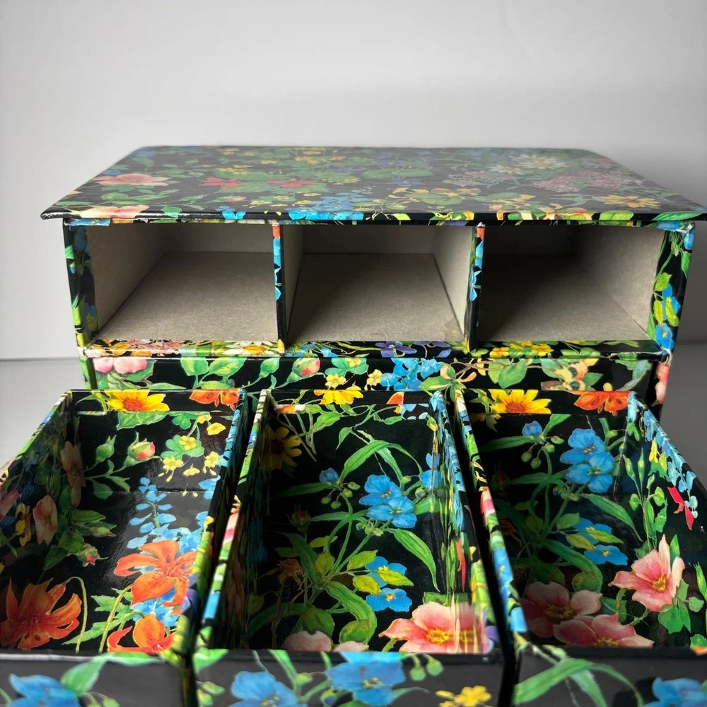 Vintage Floral Botanical 4 Drawer Jewelry Chest Organizer Boho Retro Cottage